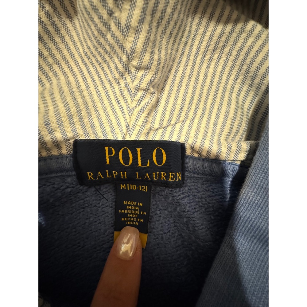 Polo Ralph Lauren Boys Blue Polo Bear Full Zip Hoodie Sweatshirt Size M 10-12 - Picture 2 of 8